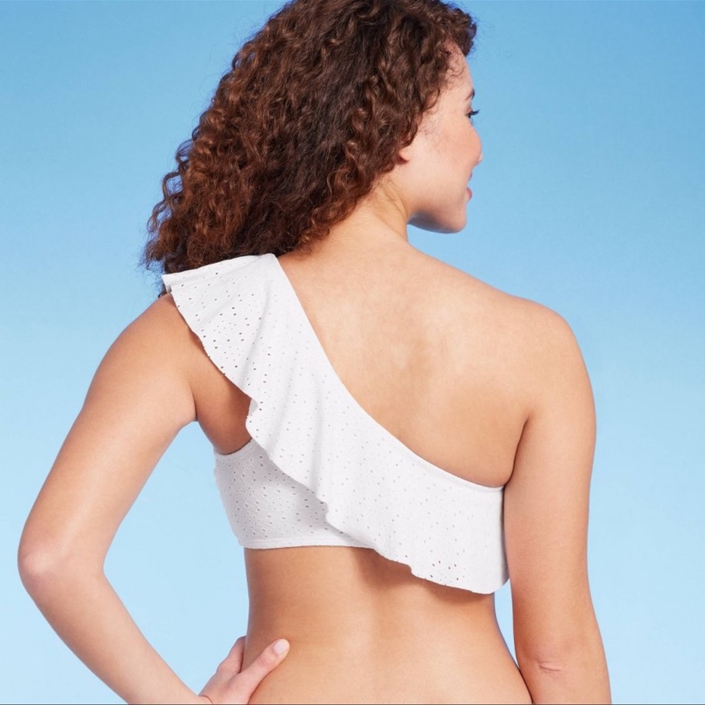 Bikini Tops One Shoulder Ruffle Bathing Suit Top - Picture 2 of 3